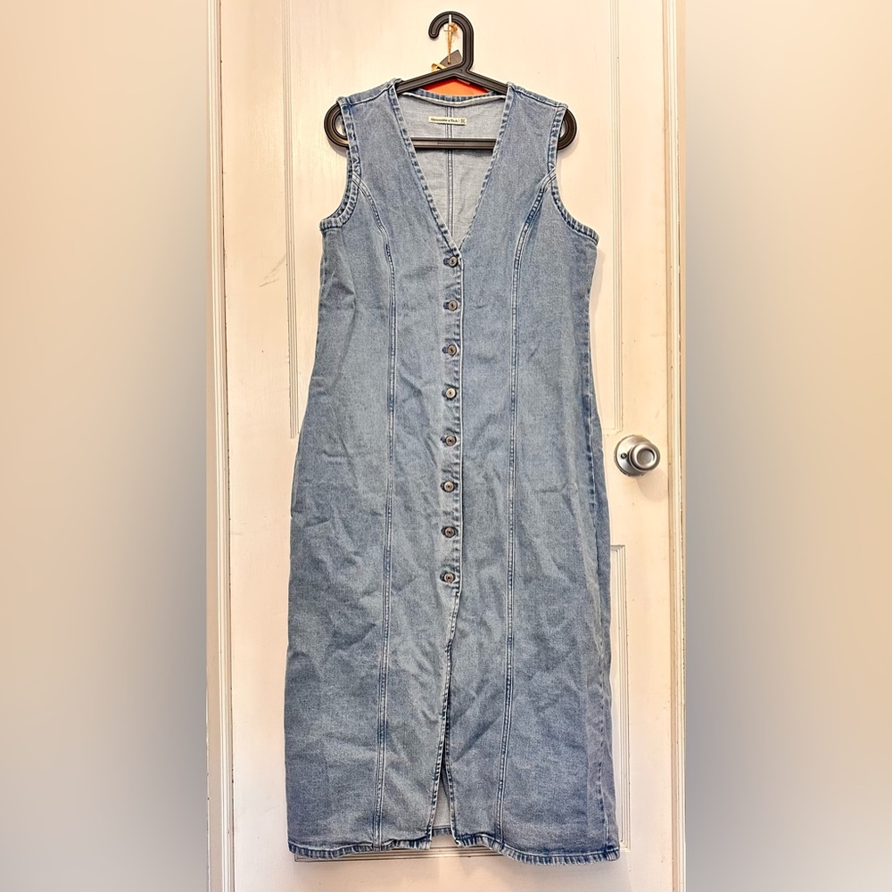 Abercrombie & Fitch Blue Denim Midi Dress
